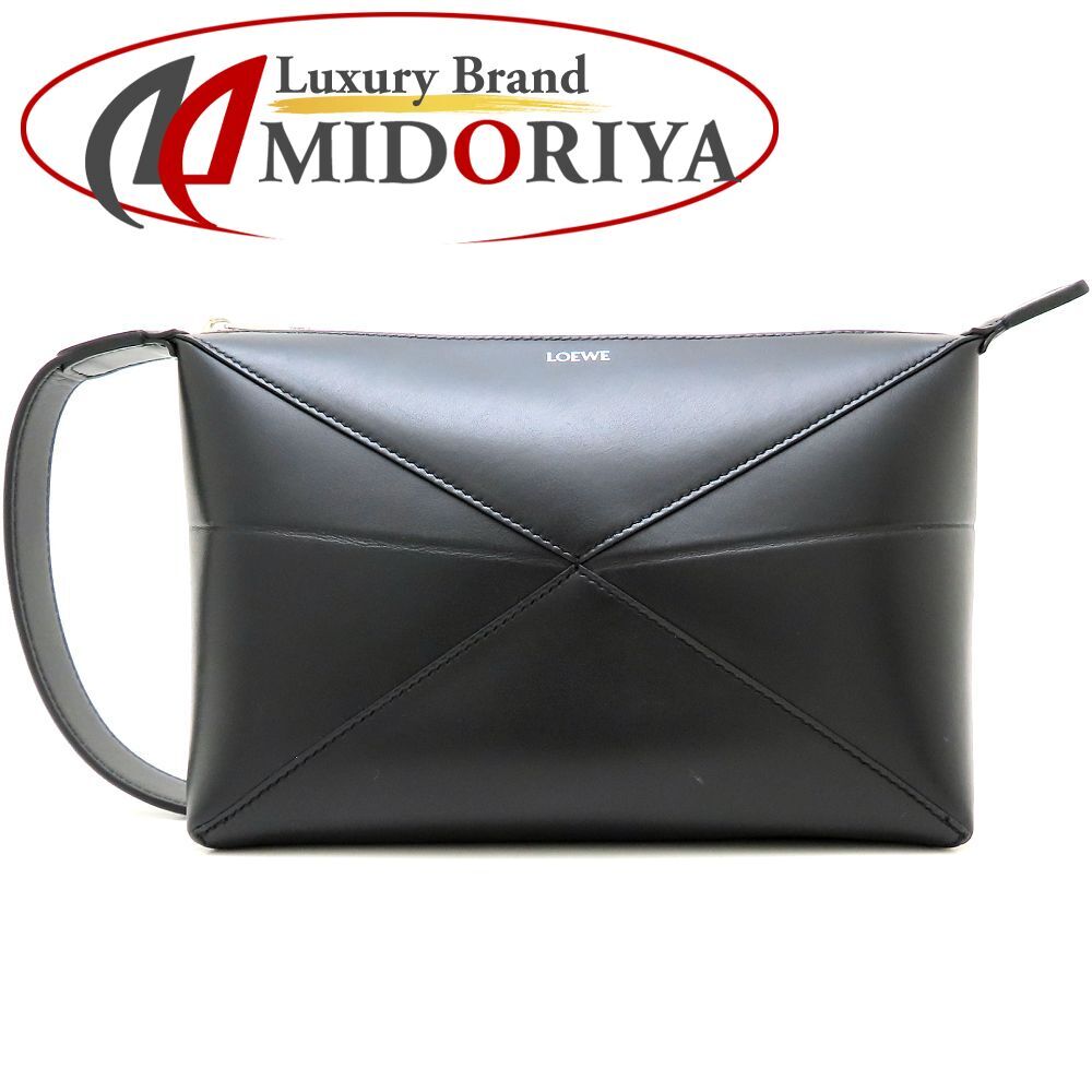 LOEWE ロエベ パズルフォルド ウォッシュバッグ C510WBPX01 セカンドバッグ クラッチ レザー ブラック/352592【中古】拍卖