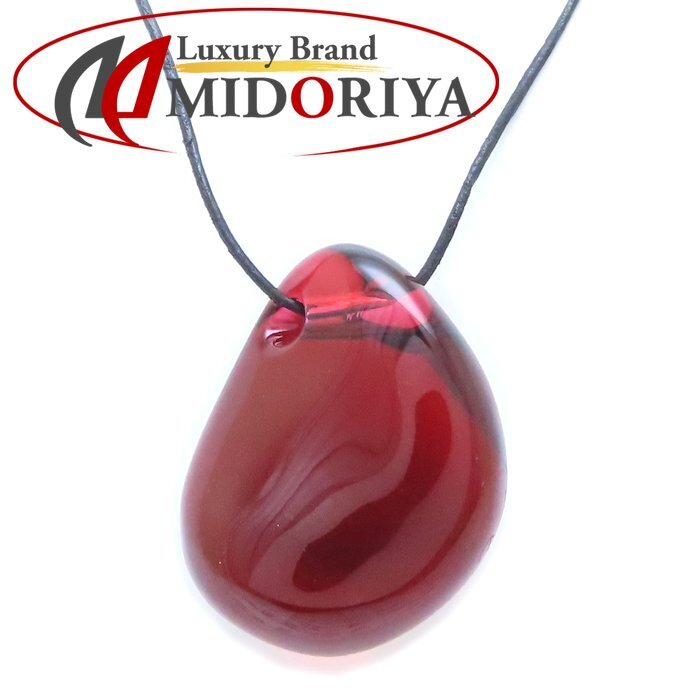 Baccarat バカラ クリスタル ネックレス レッド 赤 K18YG イエローゴールドxレザー /293963【中古】拍卖