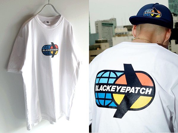 ネコポス対応 THE BLACK EYE PATCH ブラックアイパッチ ロゴプリント コットン 半袖 Tシャツ カットソー L 白 ホワイト拍卖