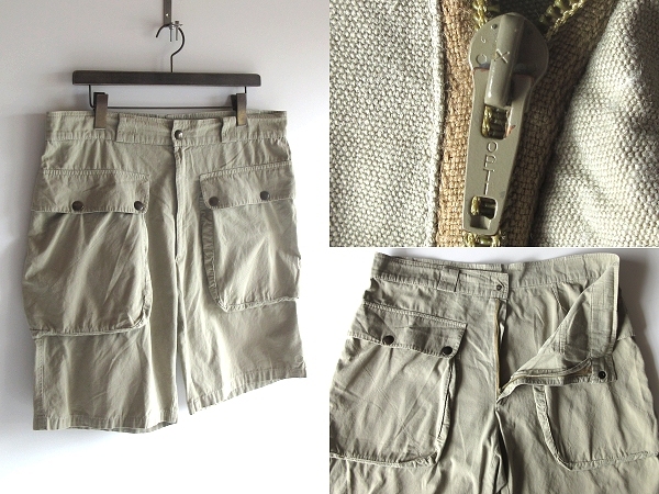 希少 EURO VINTAGE ビンテージ OPTIジップ コットン ビッグポケット ショートパンツ カーゴショーツ 54 大きいサイズ ユーロ古着拍卖