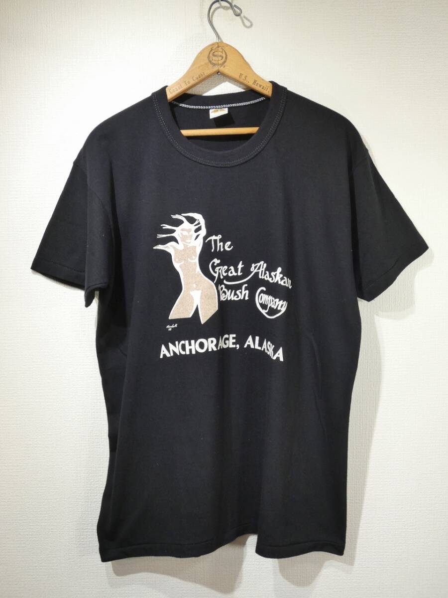 美品 70s ビンテージ Russell Athletic ラッセル 金タグ 79年コピーライト Great Alaskan Bush Co. ストリップ エロ Tシャツ L 60s 80s拍卖