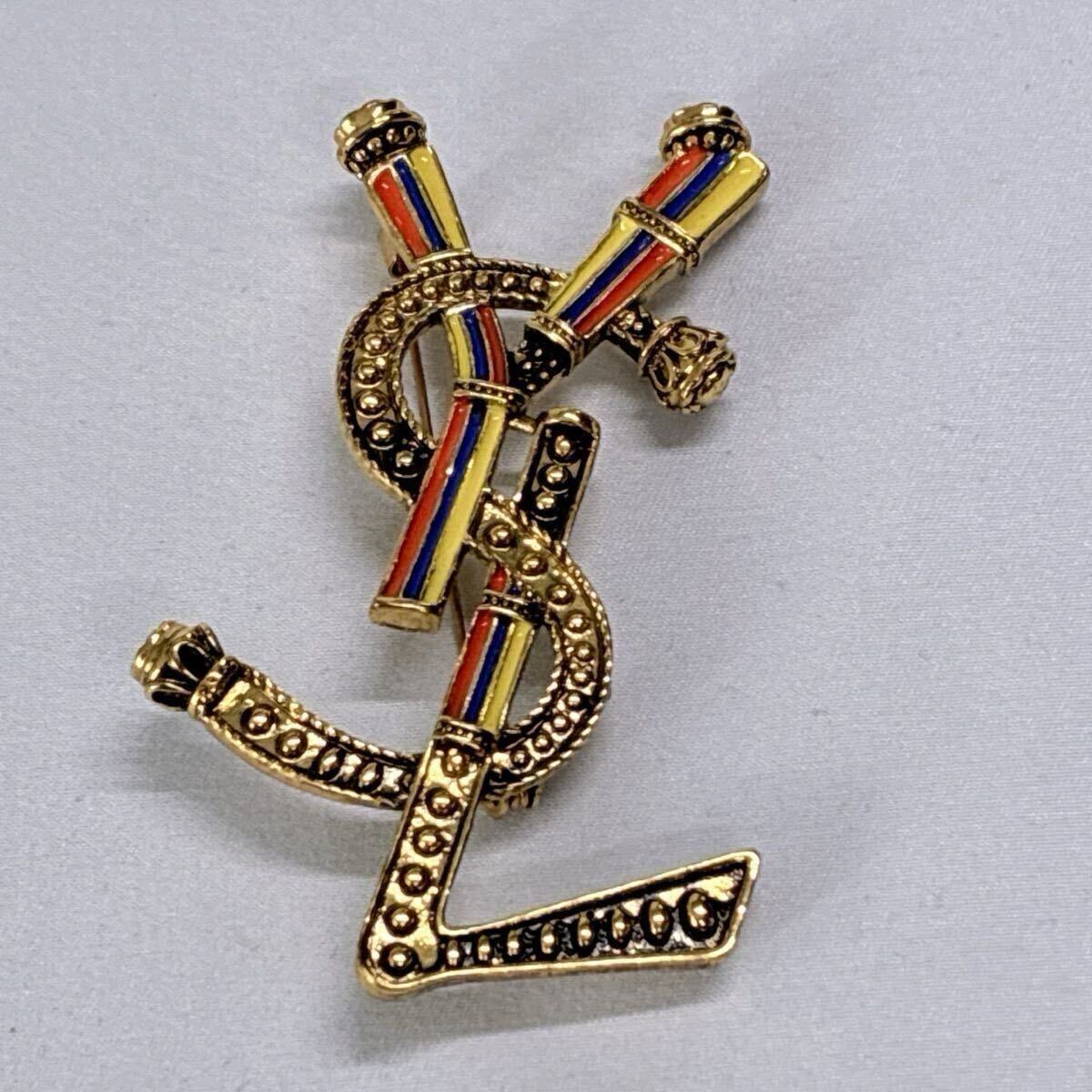 美品!SAINT LAURENT サンローラン YSL ブローチ ゴールド【674】拍卖