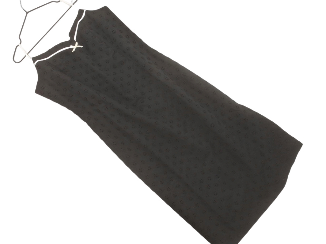 MATERIA マテリア 刺繍 リボン キャミソール ワンピース size38/黒 ■◆ ☆ fga8 レディース拍卖