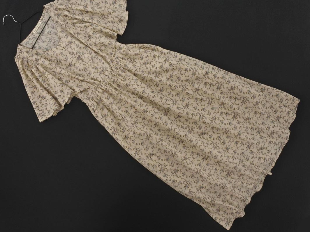 NICECLAUP ナイスクラップ 花柄 フレアスリーブ ワンピース sizeF/ベージュ ■◆ ☆ fgb0 レディース拍卖