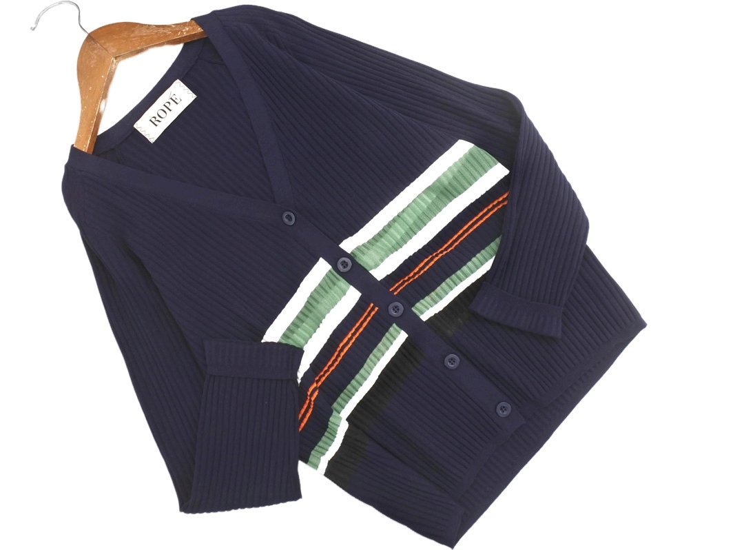 ROPE ロペ ボーダー ニット カーディガン size38/紺 ■◇ ☆ fgb4 レディース拍卖