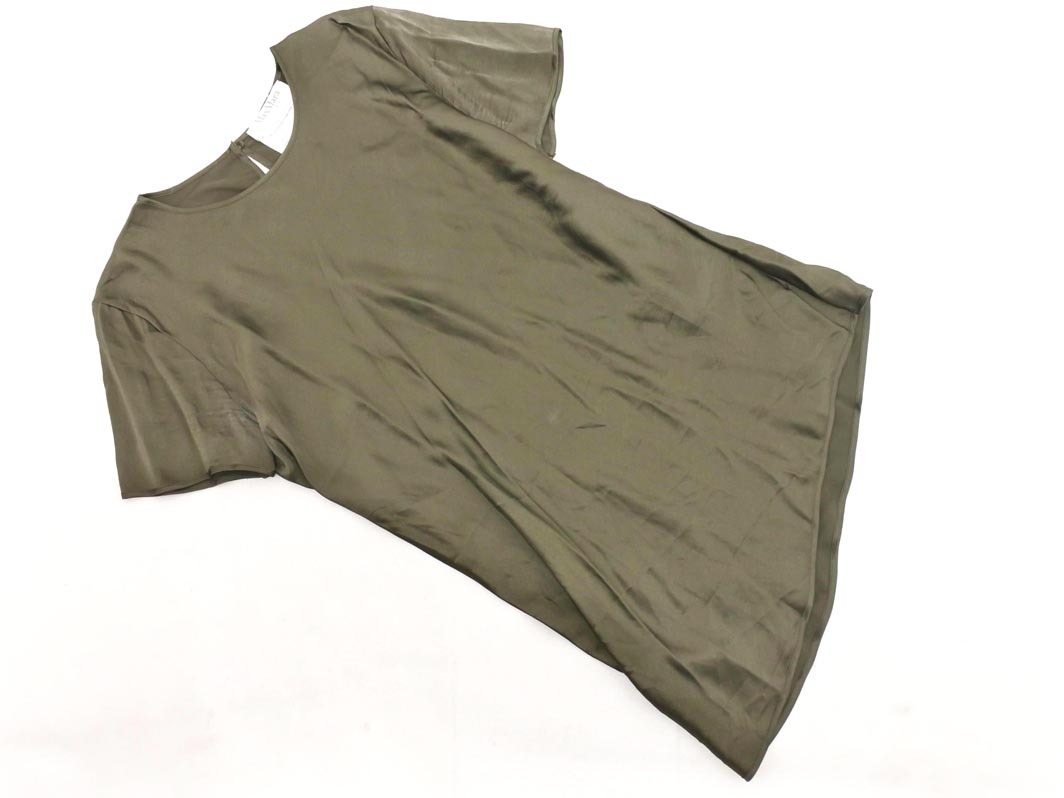 ネコポスOK Max Mara マックスマーラ シルク100% アシンメトリー チュニック カットソー size46/カーキ ■◆ ☆ fgb5 レディース拍卖