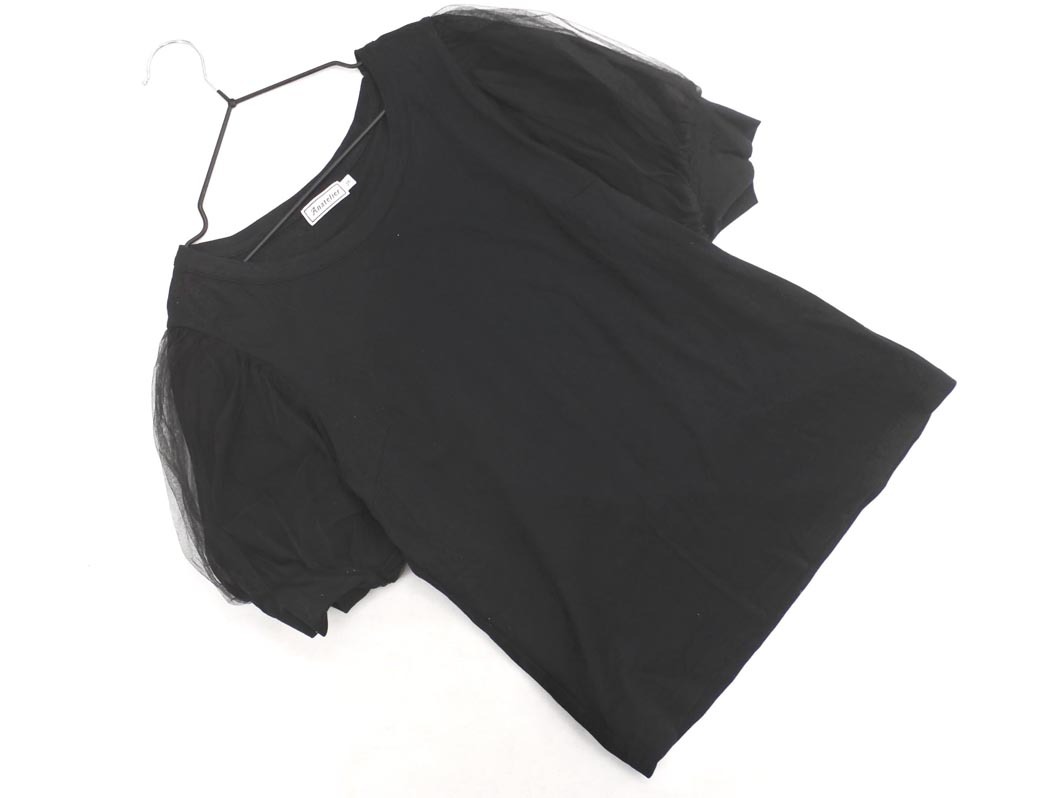 anatelier アナトリエ チュールスリーブ カットソー size36/黒 ■◆ ☆ fgb6 レディース拍卖