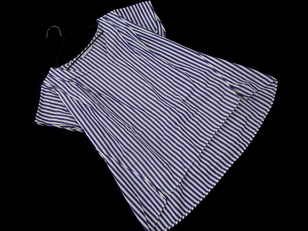 ネコポスOK Abahouse Devinette アバハウス ドゥヴィネット ストライプ ブラウス シャツ 白x紺 ■◆ ☆ fgb7 レディース拍卖