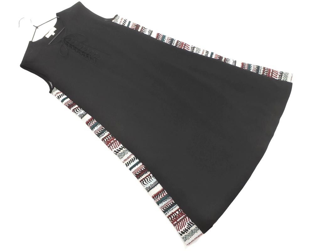 EPOCA エポカ サイドライン フレア ニット ノースリーブ ワンピース size40/黒 ■◆ ☆ fgc4 レディース拍卖