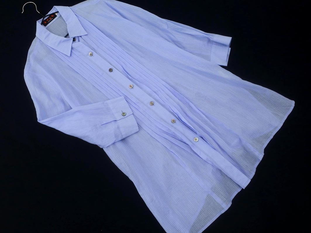 ネコポスOK EVEX by KRIZIA エヴェックスバイクリツィア 7分袖 シャツ size40/青 ■◇ ☆ fgc4 レディース拍卖