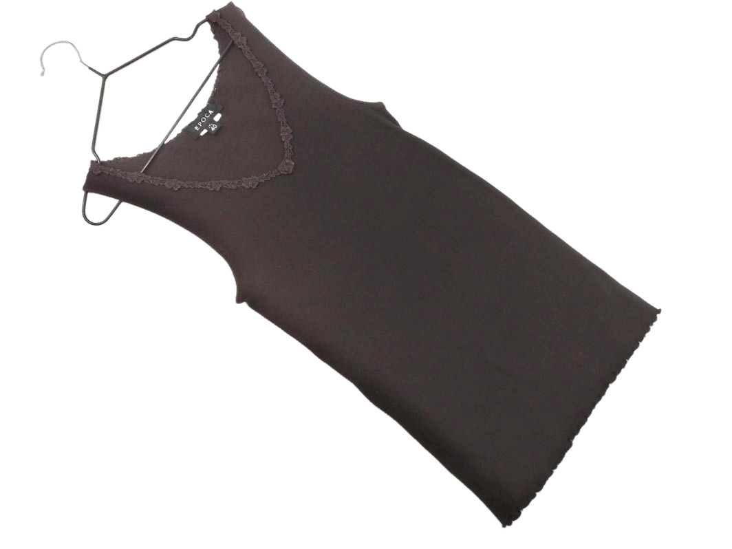 ネコポスOK EPOCA エポカ レース リブ タンクトップ size40/茶 ■◆ ☆ fgc5 レディース拍卖