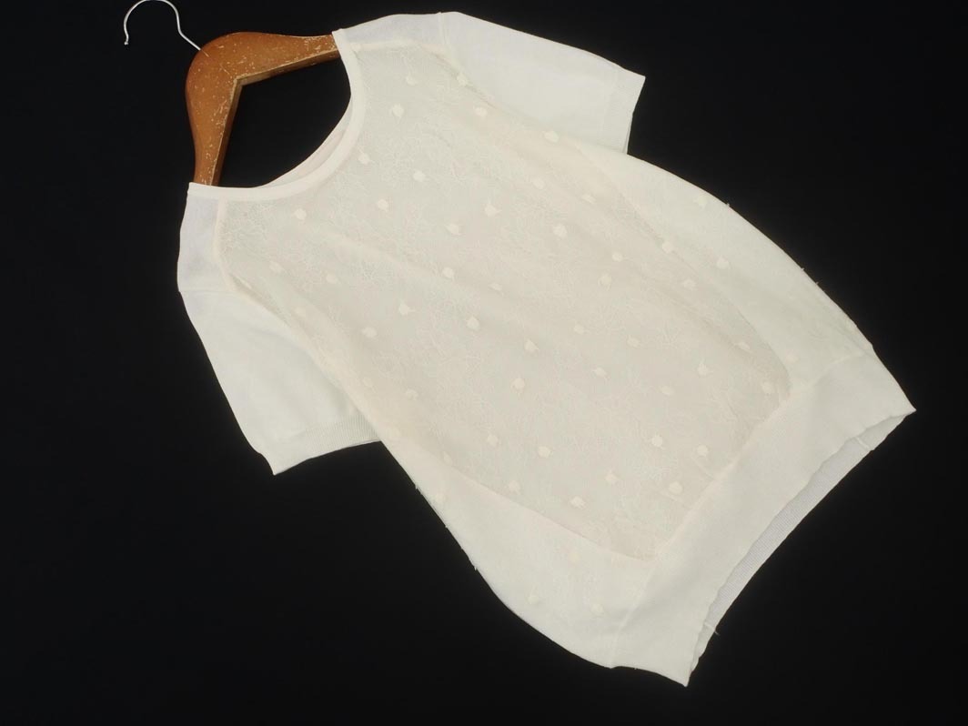 ネコポスOK DESIGNWORKS デザインワークス アバハウス レース 切替 サマー ニット セーター size38/オフホワイト ■◆ ☆ fgc9 レディース拍卖