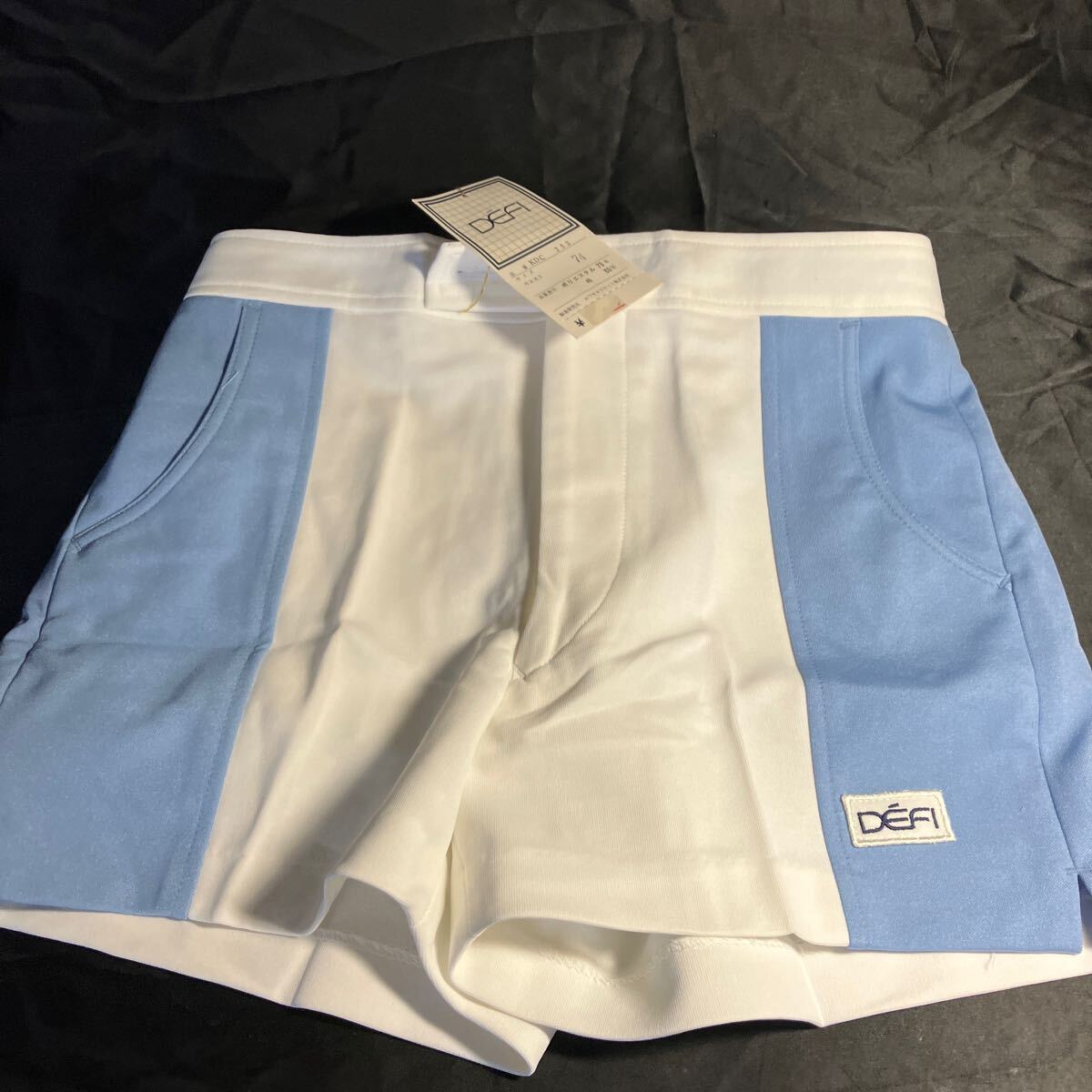 L70 DEFI KDC-253 テニスパンツ 74サイズ ホワイト×ライトブルー 新品未使用品 スポーツ ◎刺繍ロゴ入り拍卖
