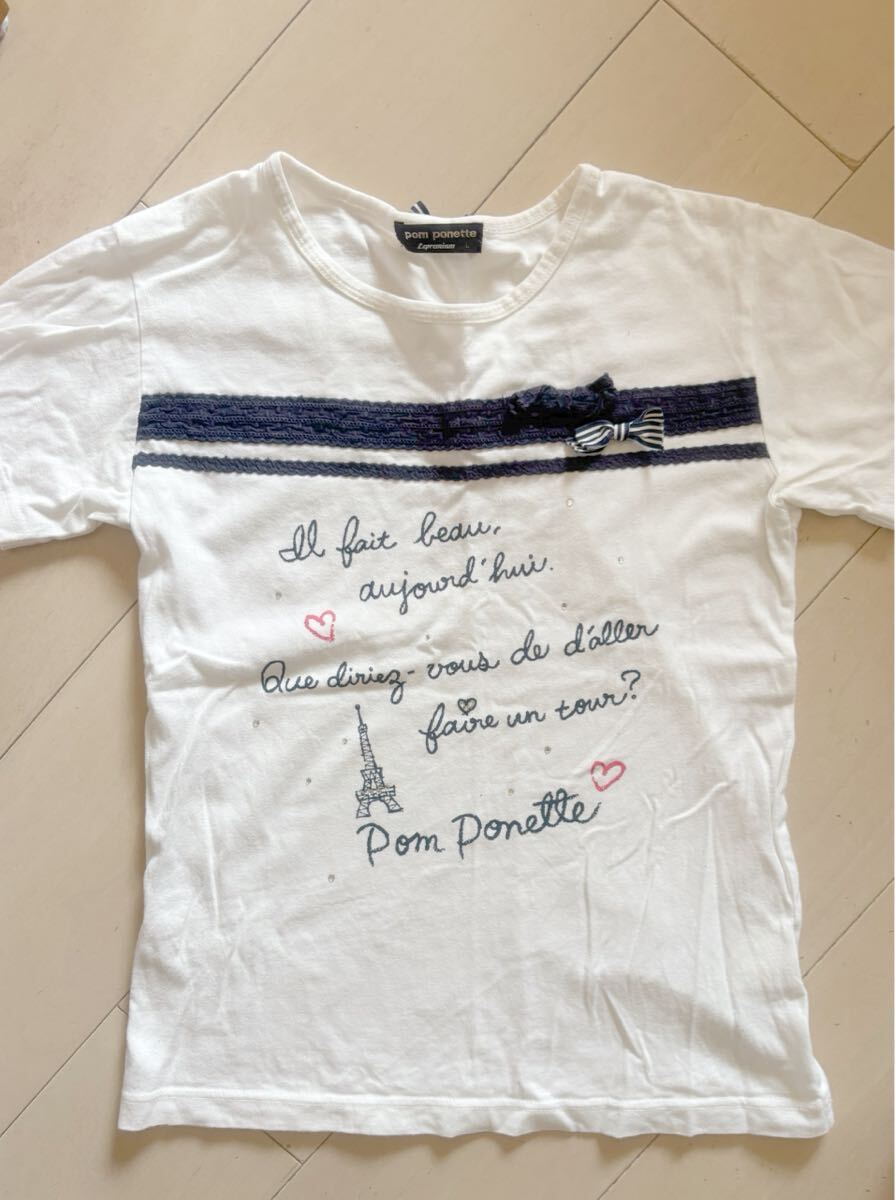 ポンポネット 半袖Tシャツ 白 160 L拍卖