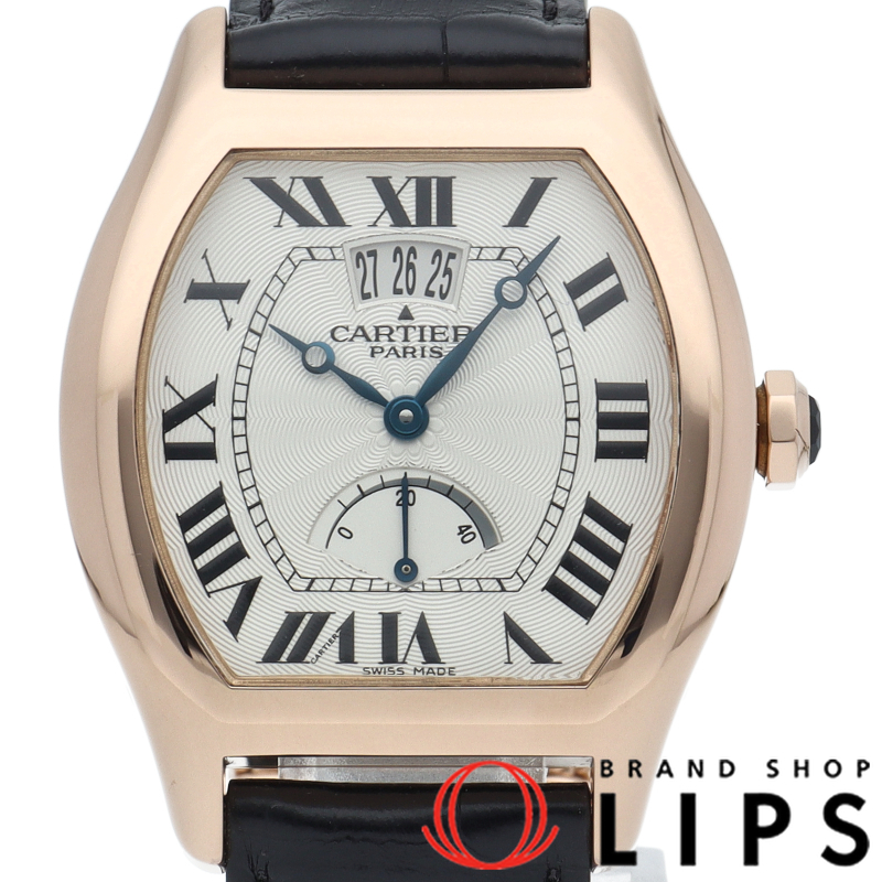 カルティエ トーチュLM CPCP ウォッチ パワーリザーブ W1539851 箱 保証書 バンド K18PG/革 メンズ時計 ホ拍卖