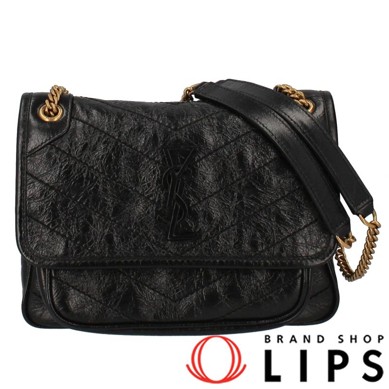 イヴ・サンローラン ニキ ベイビー チェーンショルダーバッグ 633160 カーフ レディース ショルダーバッグ ブラック 美品拍卖