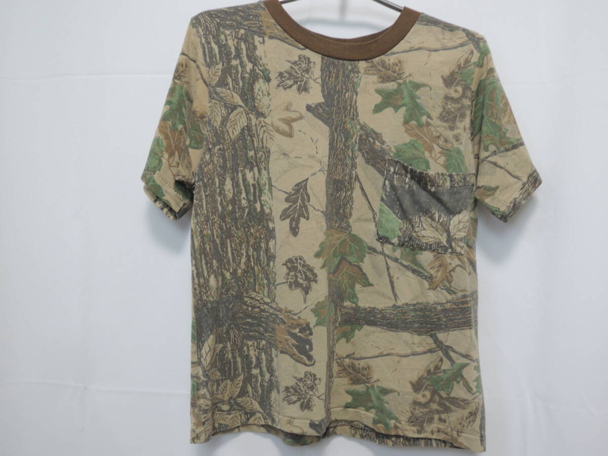 80's リアルツリーウッドランドカモ アーミー ミリタリー半袖 Tシャツ拍卖