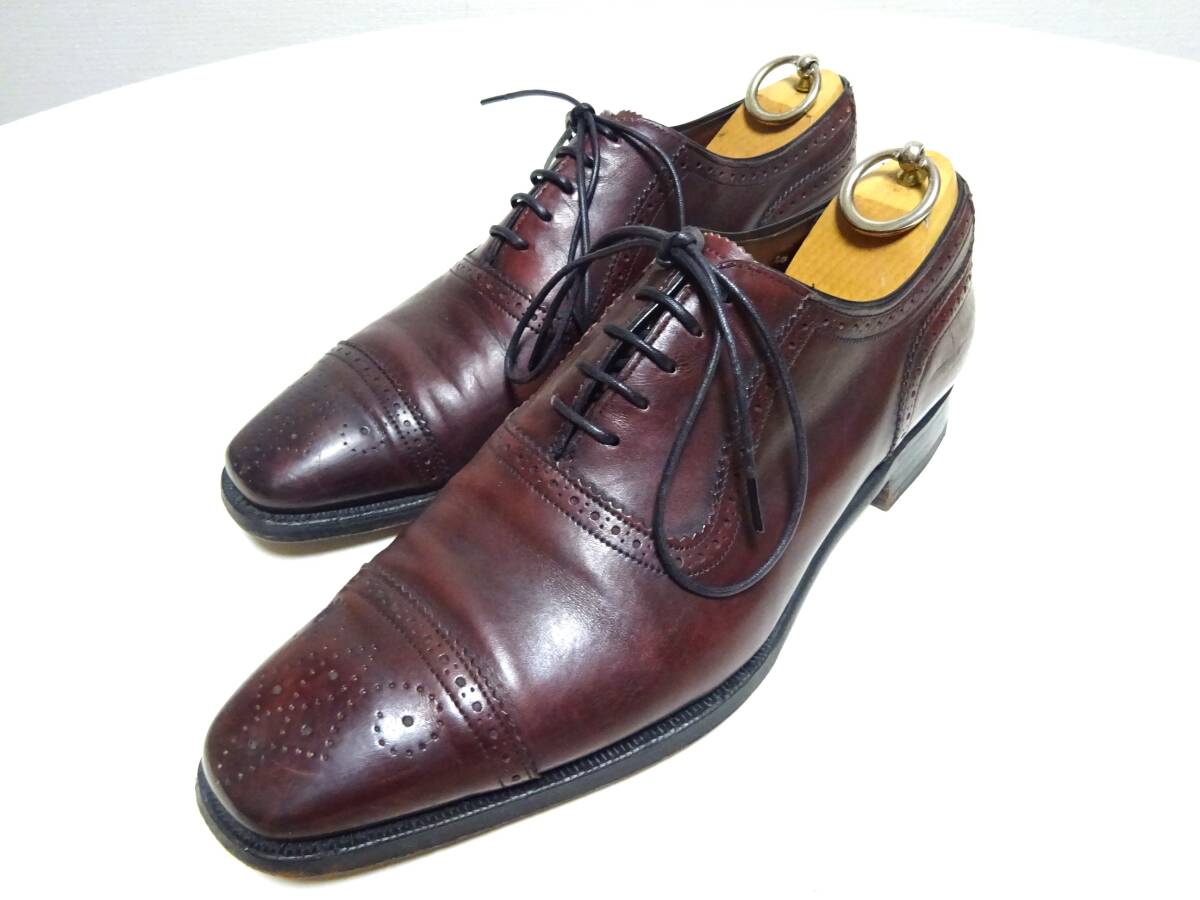 CHEANEY for TOMORROWLAND チーニー×トゥモローランド セミブローグシューズ レザーシューズ 靴 8,5F 27cm位 バーガンディー 英国製拍卖