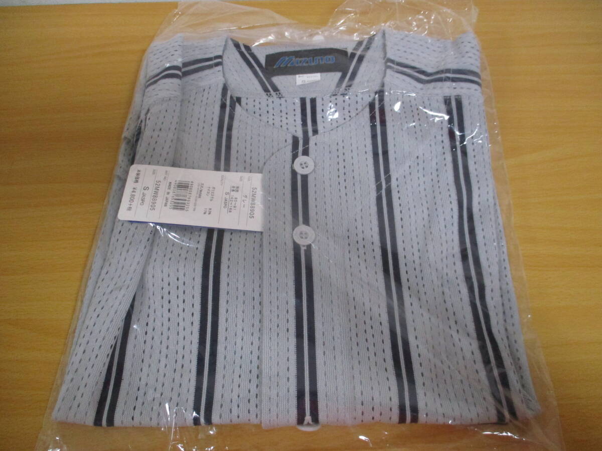 新品保管品!ミズノ★野球用<ユニホーム・上衣>★紳士S グレー・紺(ピンストライプ)拍卖