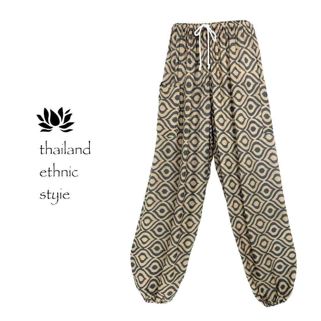 【新品】アラジンパンツ タイパンツ ヨガ タイマッサージ レーヨン サルエルパンツ ゴムヒモ 310 Y183 アッシュブラウン 拍卖