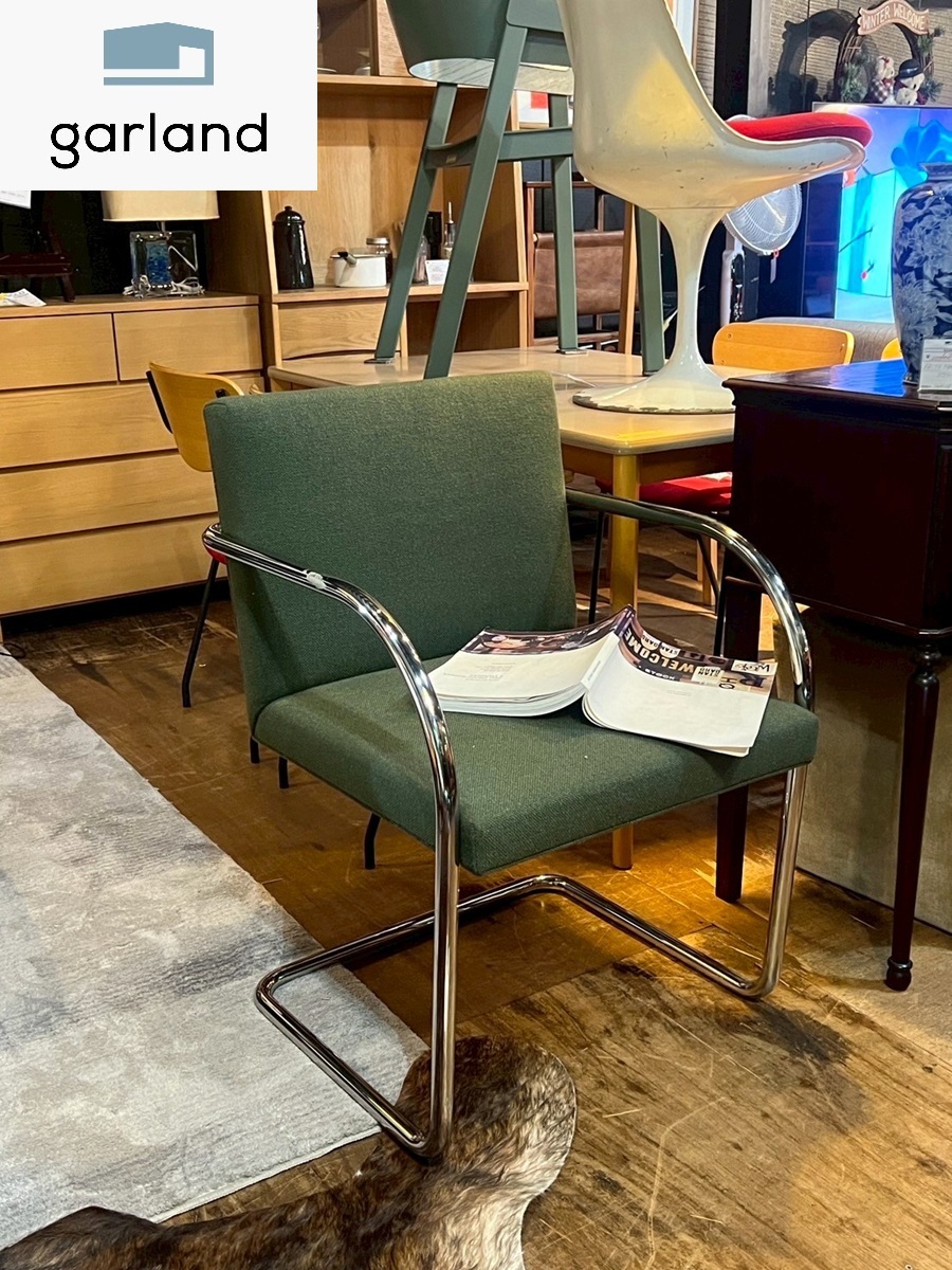 knoll ノール 名作 ブルーノ チューブラーチェア ダイニング オフィス 椅子 布地 グリーン ノル社 ミースファンデルローエ バウハウス拍卖