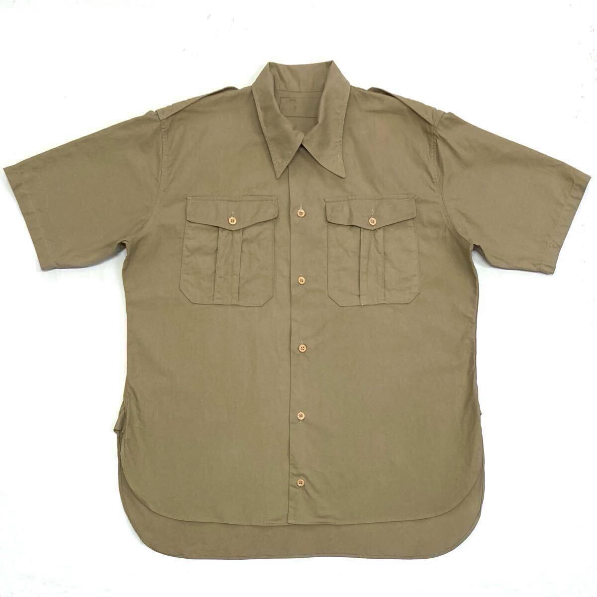40s〜50s【フランス軍】M-47 チノクロス オープンカラー 半袖 ユーティリティ シャツ size 3 フランス製 美品 ヴィンテージ/仏軍 開襟拍卖