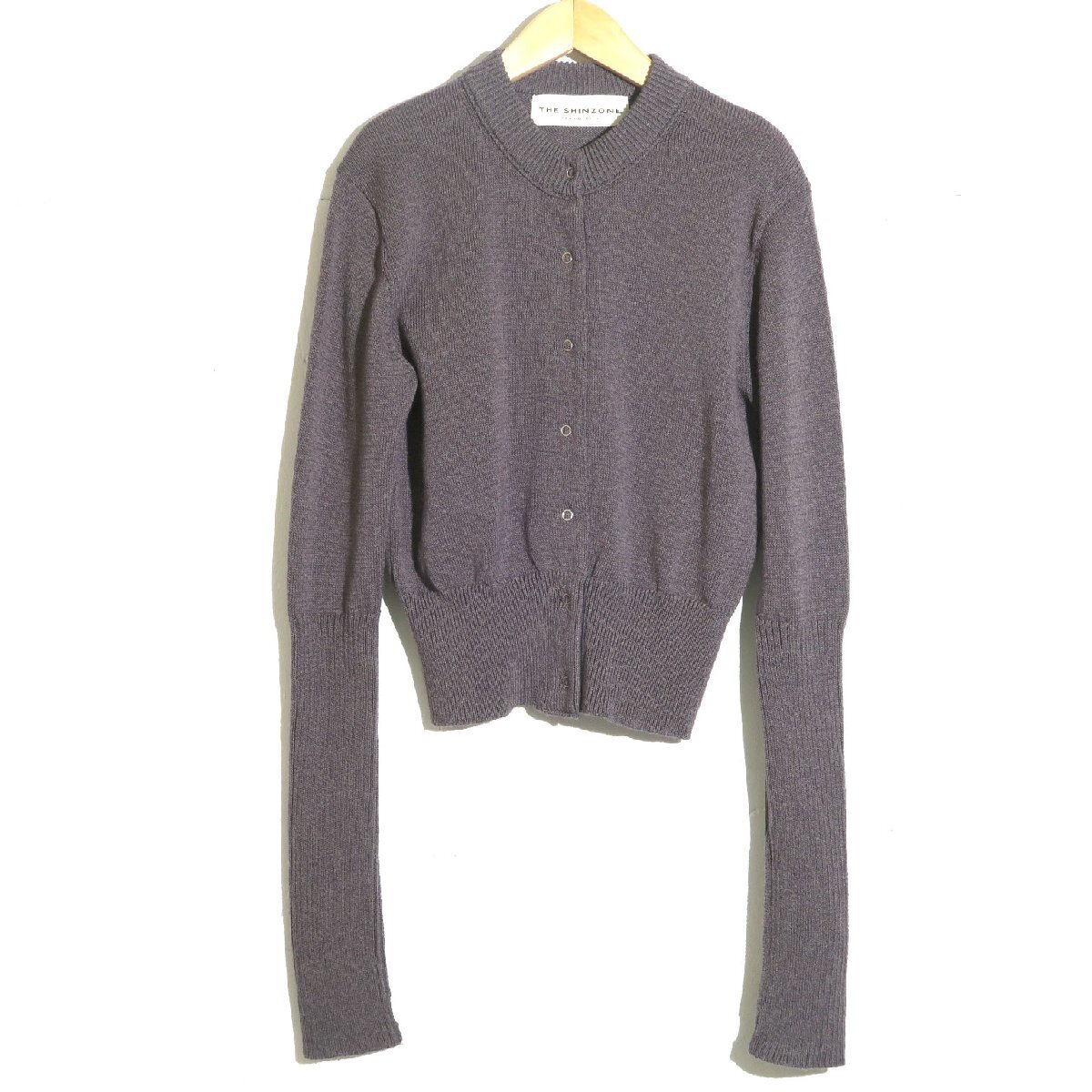THE SHINZONE LONG RIB CARDIGAN 定価25,300円 23AMSNI05 GRAY シンゾーン ロング リブ カーディガン ニット フリー グレー拍卖
