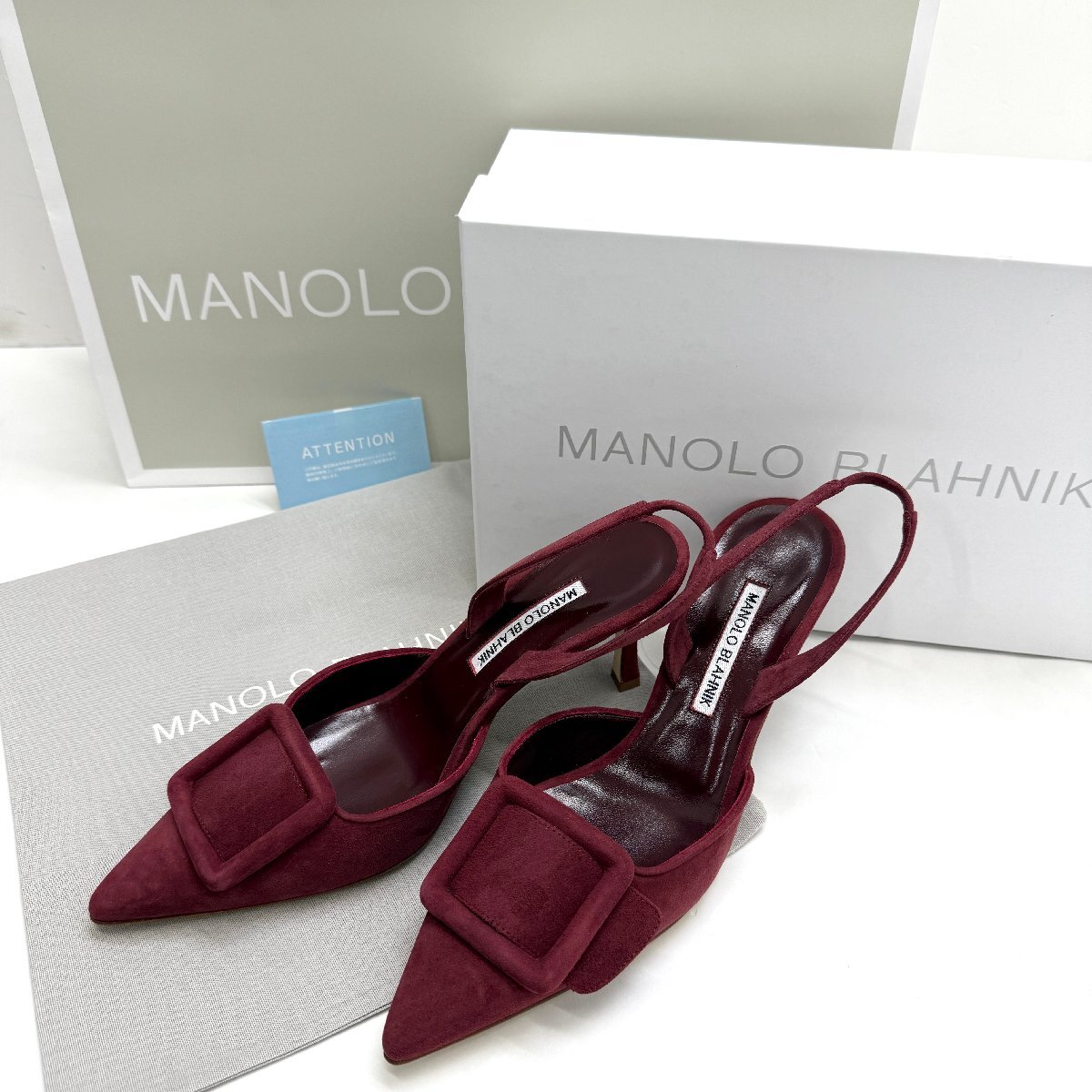 【新品・未使用】MANOLO BLAHNIK MAYSLI size38.5 25.5cm DRED マノロ ブラニク スエードスリングバックパンプス 【国内正規品】拍卖