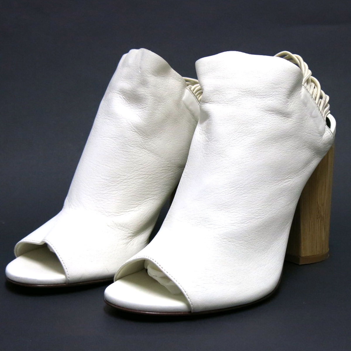 3.1 Phillip Lim Drum Slingback size37 ホワイト SHS8-T501LNP 3.1 フィリップリム ドラムスリングバック サンダル ウッドヒール レザー拍卖