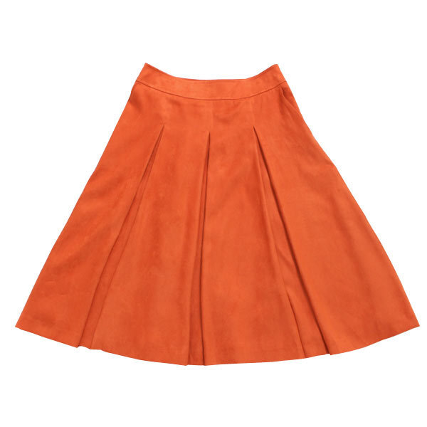 新品 NATURAL BEAUTY エルモザスエードボックスプリーツスカート 定価20,900円 size36 オレンジ 018-9220913 ナチュラルビューティー拍卖