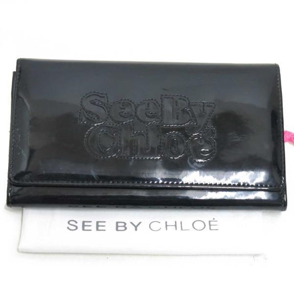 SEE BY CHLOE ZIP FILE ロゴ2つ折り財布 シーバイクロエ 黒拍卖