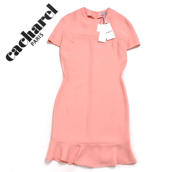 ●SALE● 新品 cacharel クルーネック 裾フリルワンピース size34 ピンク キャシャレル ドレス拍卖
