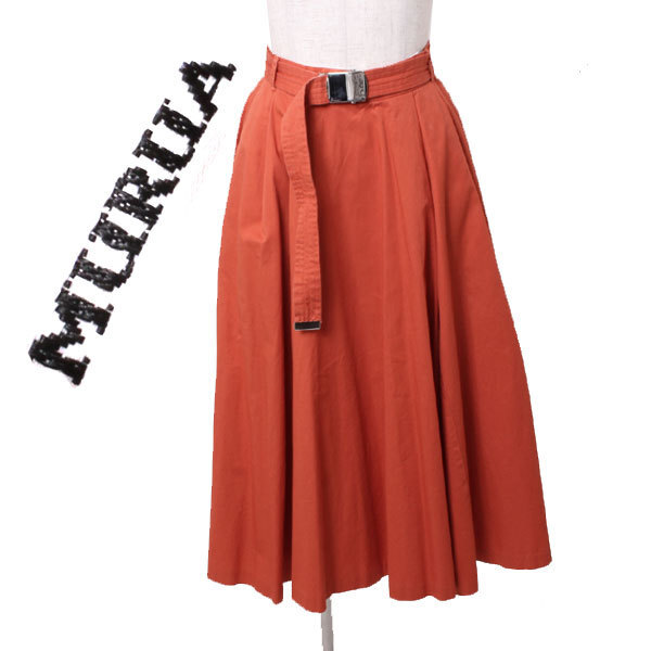 ◆MURUA ガチャベルフレアスカート 定価7,884円 size1(S) オレンジ 011710800201 ムルーア拍卖