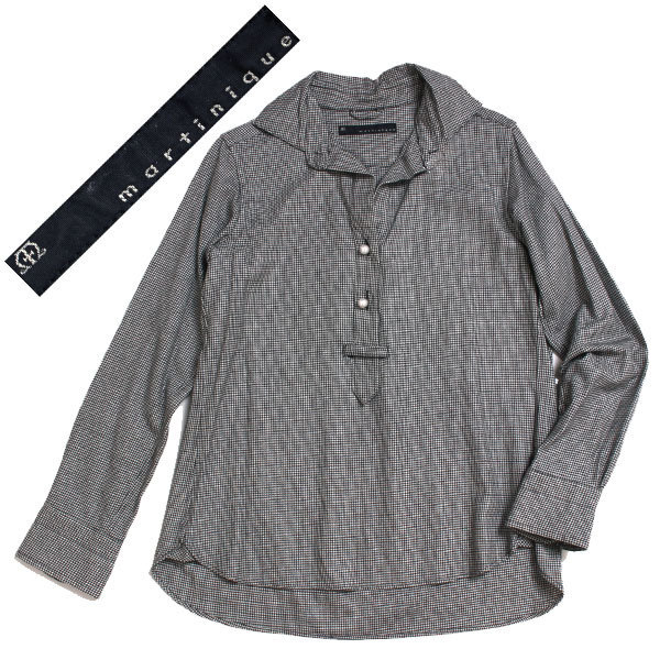 martinique パールボタンサキソニーウールスキッパーシャツ 定価23,760円 size1 千鳥柄 A0378FB323 マルティニーク プルオーバー拍卖