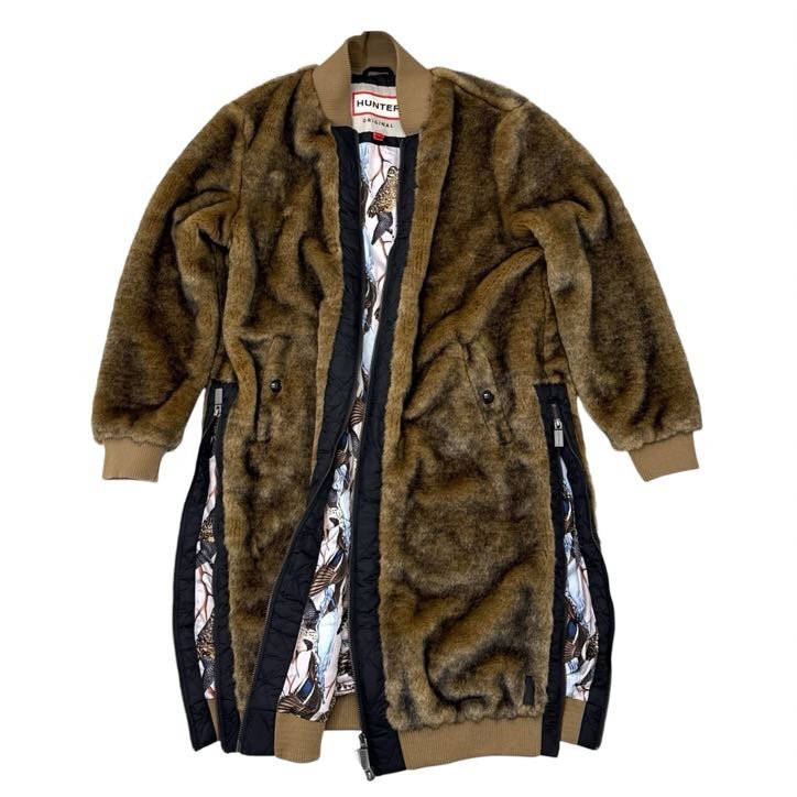 HUNTER REFINED FAUX FUR COAT 定価63,800円 sizeM ブラウン WRO1242WAX ハンター ファー コート拍卖
