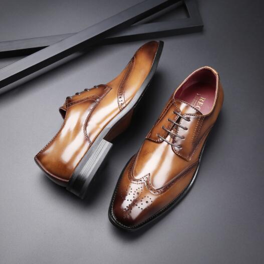 派手☆最上級イングランド式ビジネスシューズ メンズシューズ ☆本革 シューズ 革靴 ☆職人手作り 牛革 紳士靴/茶色拍卖