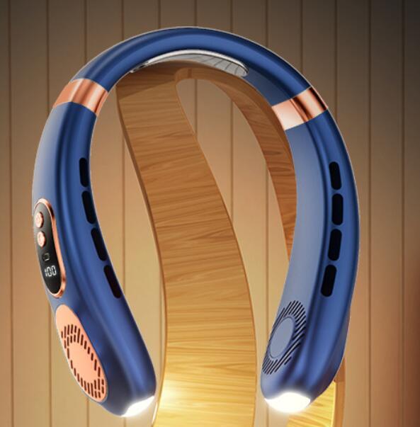 首掛け扇風機 ネッククーラー 扇風機 10000mAh大容量携帯扇風機 接触冷感 羽なし冷却セラミック感温 熱中症対策ミニ扇風機 軽量 LED表示青拍卖