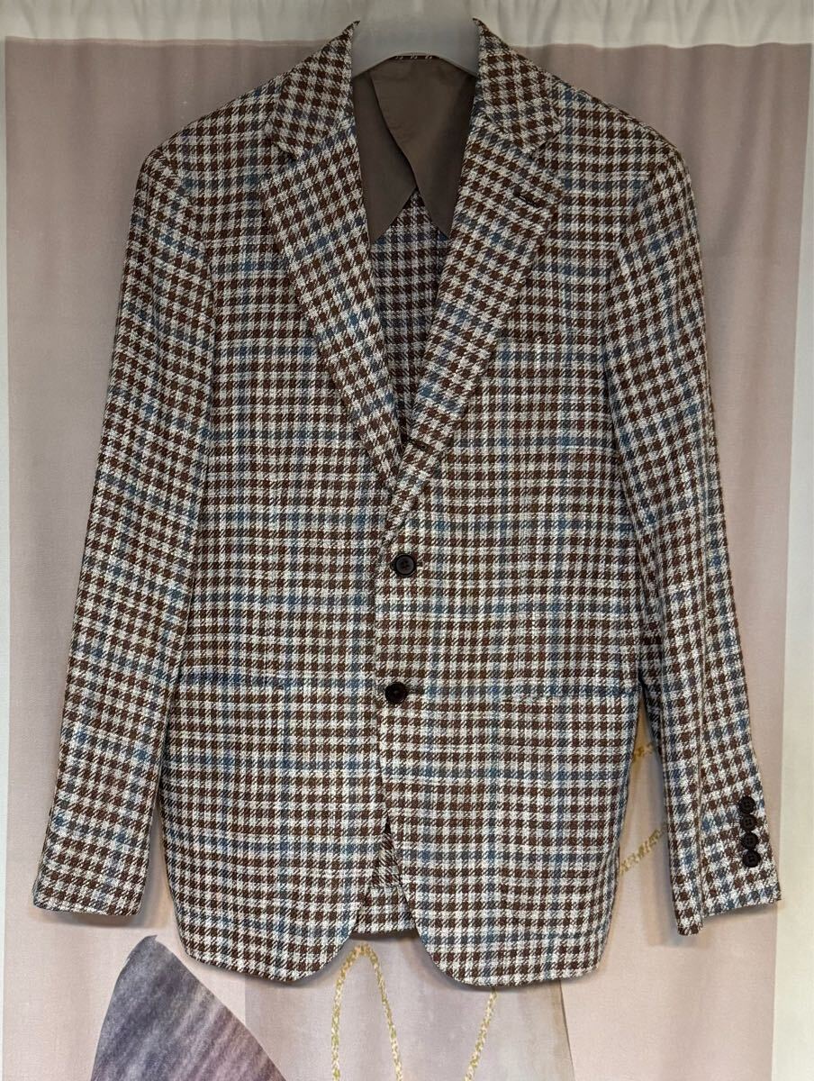 アーバンリサーチ コットンリネンシルク 千鳥格子 刺繍 テーラードジャケット拍卖