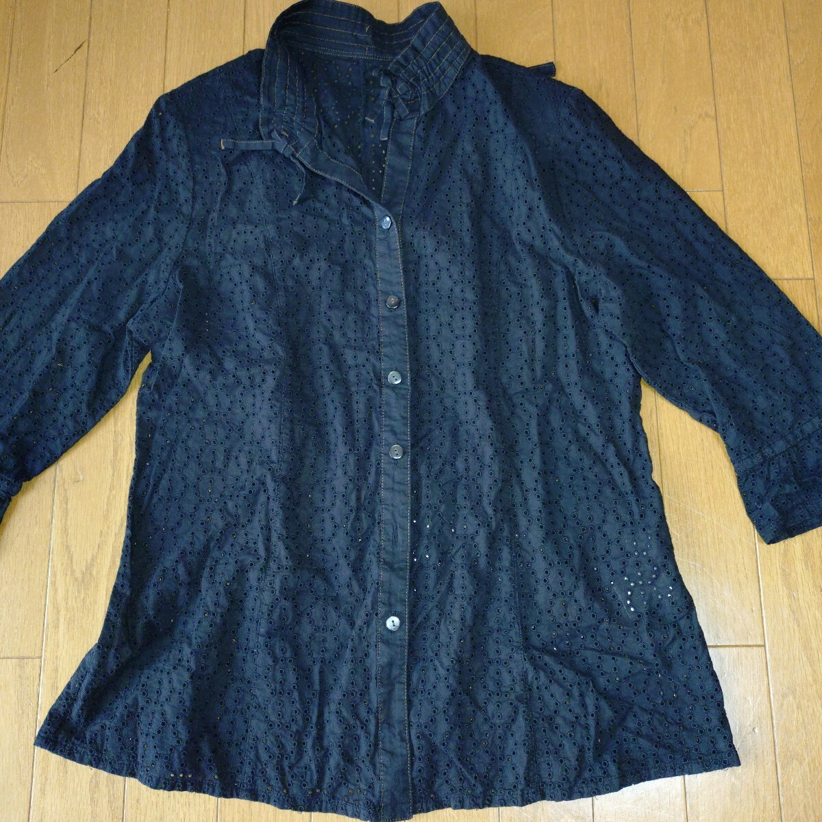 【同梱可】七分丈シャツ、ブラウス 黒色 羽織もの拍卖