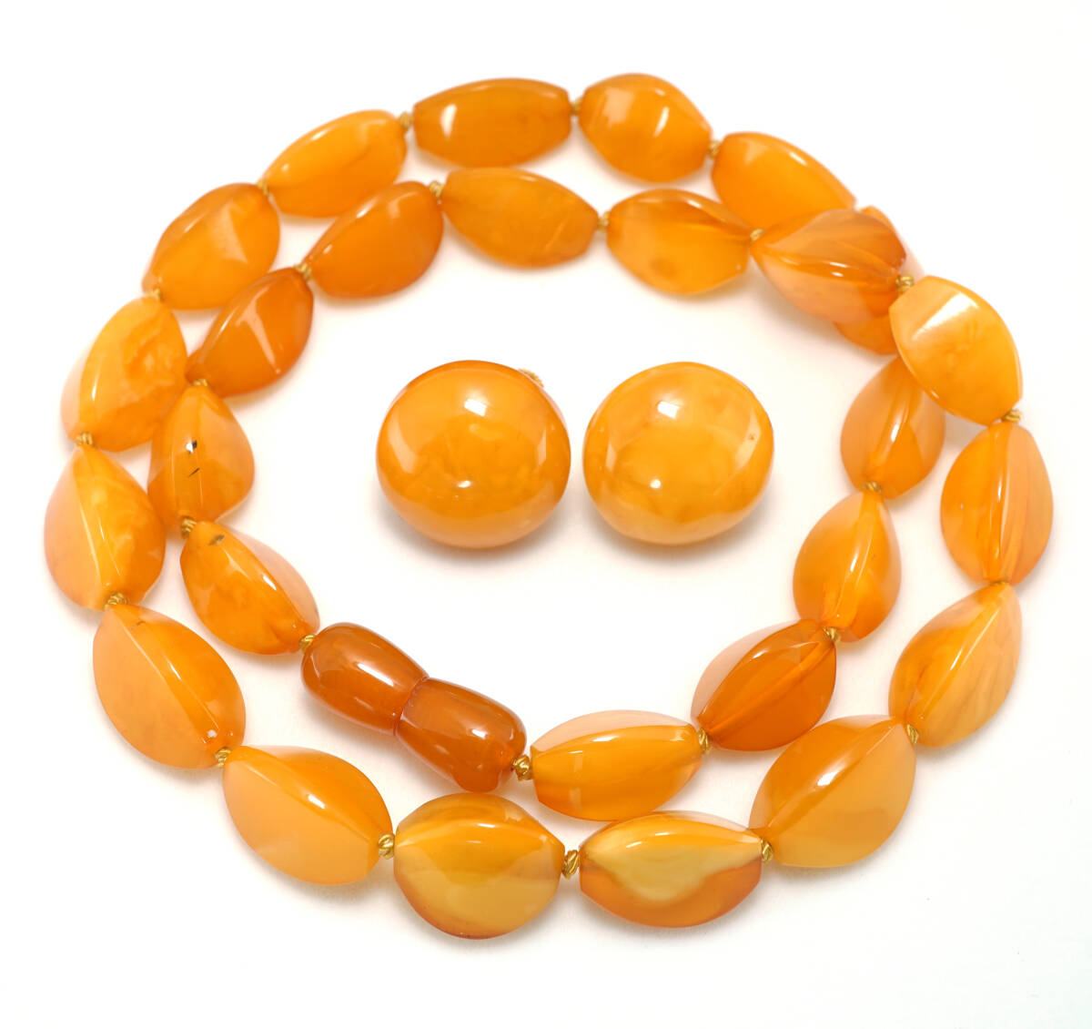 ▲天然コハク 最高級 33.5g 52cm ネックレス/イヤリング セット 宝石 ジュエリー jewelry拍卖