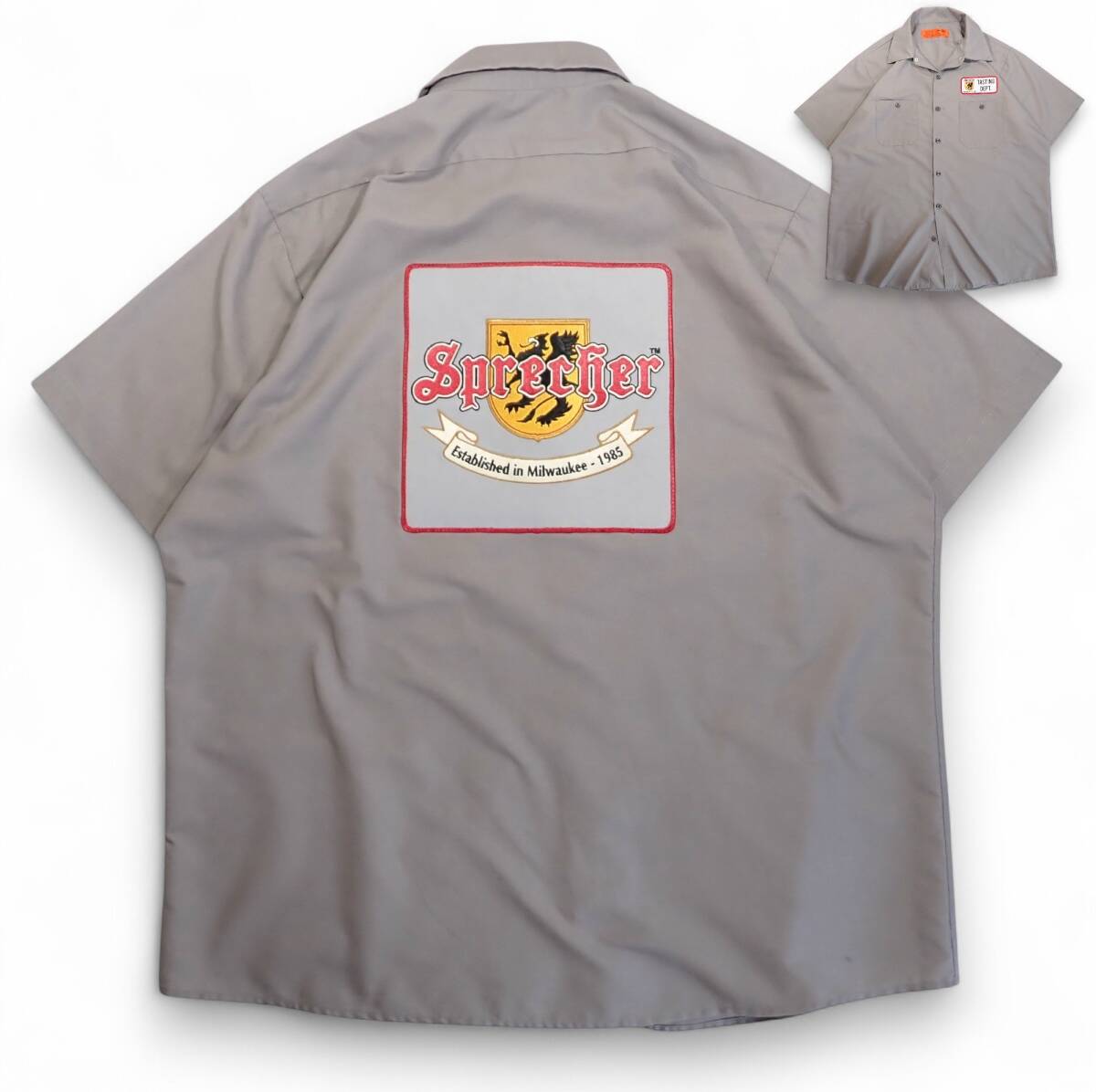 6865/美品 CornerStone 半袖 ワークシャツ XL●両面ワッペンSprerher BREWING TASTING DEPT.●洗濯プレス済●ネコポス可●古着拍卖