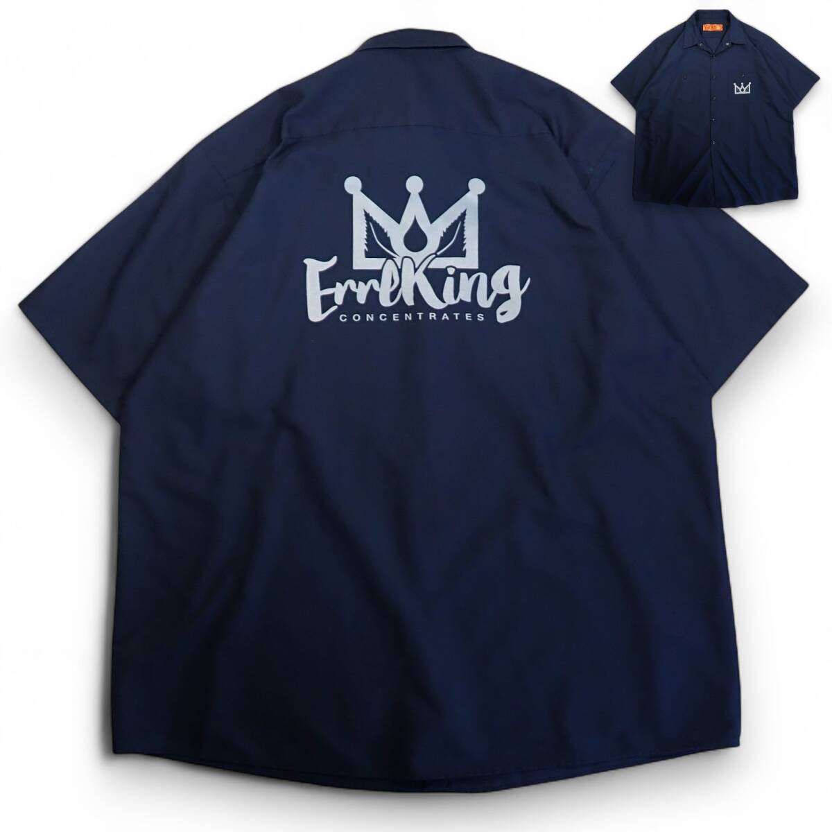 6870/美品 RED KAP 半袖 ワークシャツ XXL●ErrlKing CONCENTRATES 両面プリント●洗濯プレス済●ネコポス可●レッドキャップ古着拍卖