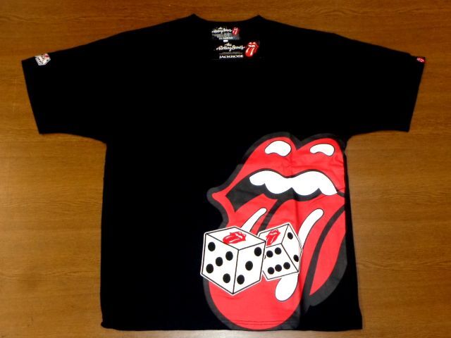THE ROLLING STONES × JACKROSE コラボ Tシャツ BIG LIPS&DICE[黒Lサイズ/ジャックローズ ローリングストーンズ 554564 ダイスをころがせ拍卖