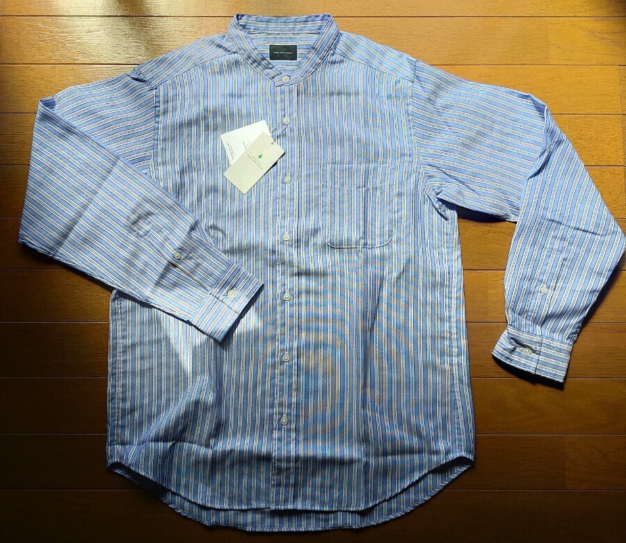 UNITED ARROWS ユナイテッド アローズ オックスフォード バンドカラー シャツ Sサイズ ブルー 長袖 タグ付き 定価8800円 y10879-1-HZ8拍卖