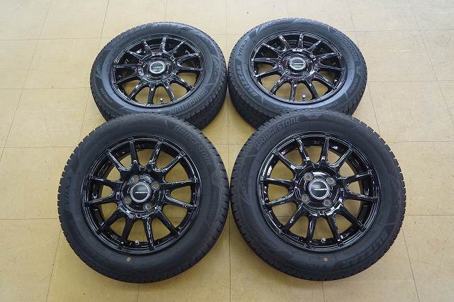 【中古 SET】155/65R14 ブリジストン ブリザック VRX3 22年 AIRBERG 14 4H100 4.5J+43 スペーシア N-BOX タント ワゴンR ミライース拍卖
