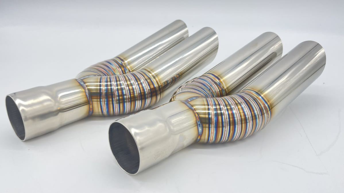 2セットマフラーカッターエビ管15度跳ね上げデュアルマフラー出口30°スラッシュカット50.8φ入口内径50.8φ サイズ変更等可能!拍卖