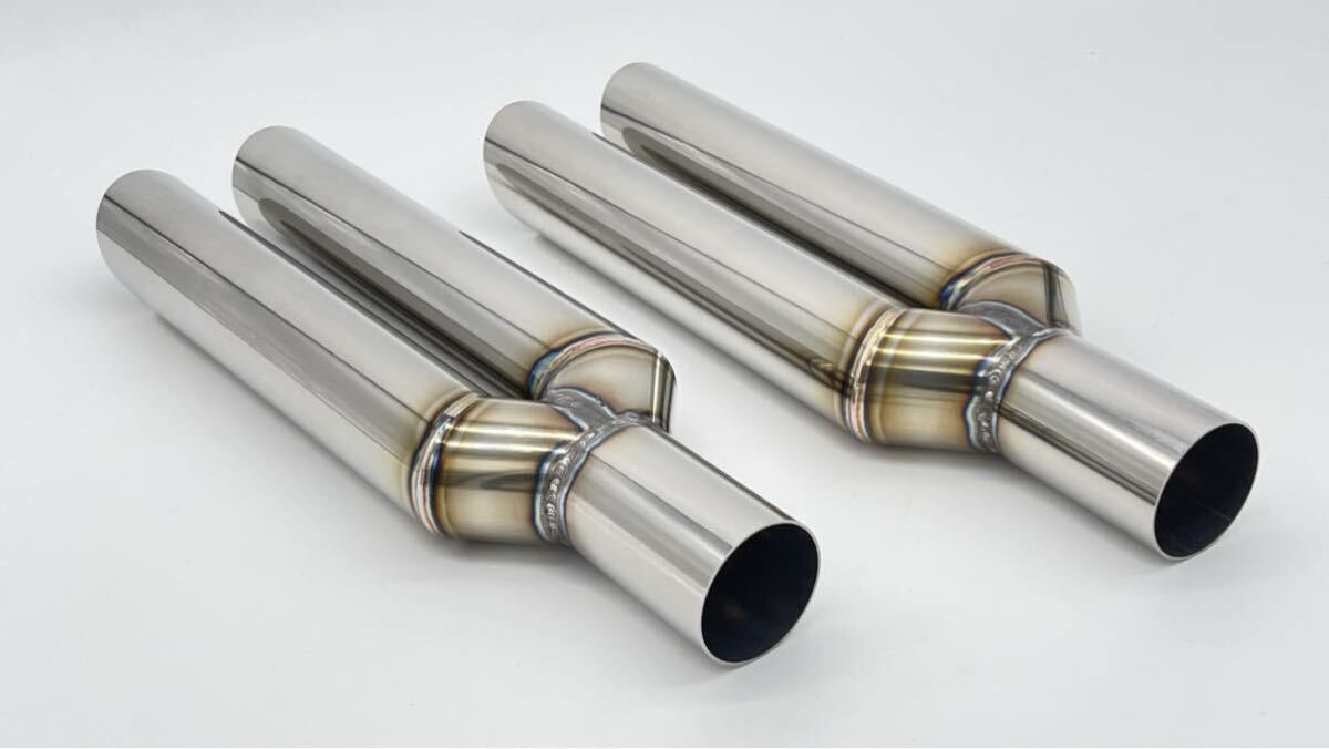 ワンオフマフラー制作用デュアルマフラー出口スラッシュ30°カット42.7φ入口42.7φ2個セット※サイズ、加工等変更可能拍卖
