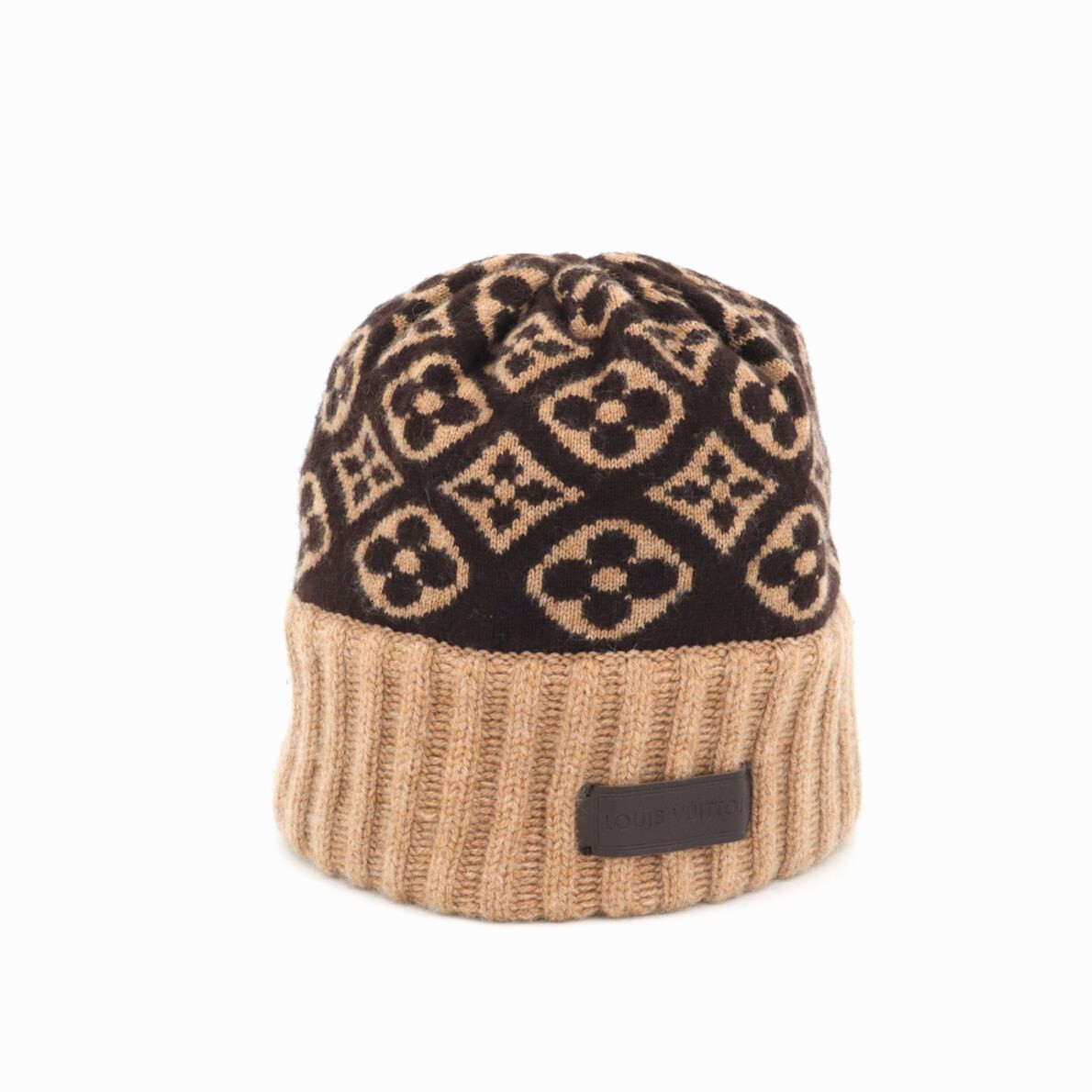 ルイヴィトン LOUIS VUITTON モノグラム ボネ スキー ニットキャップ ビーニー キャップ カシミア ブラウン レディース拍卖