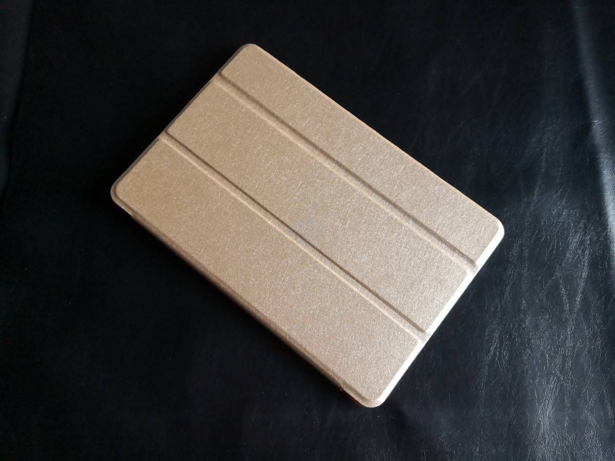 (薄型 軽量) iPad min5/mini4 共用 ゴールド レザー スマートケース拍卖