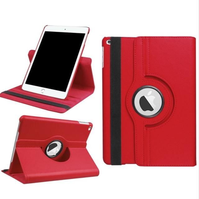 iPad 6世代/5世代/Air/Air2 共用 レッド レザーケース 360度回転機能,3段スタンド機能,オートスリープ機能、ベルト付き拍卖